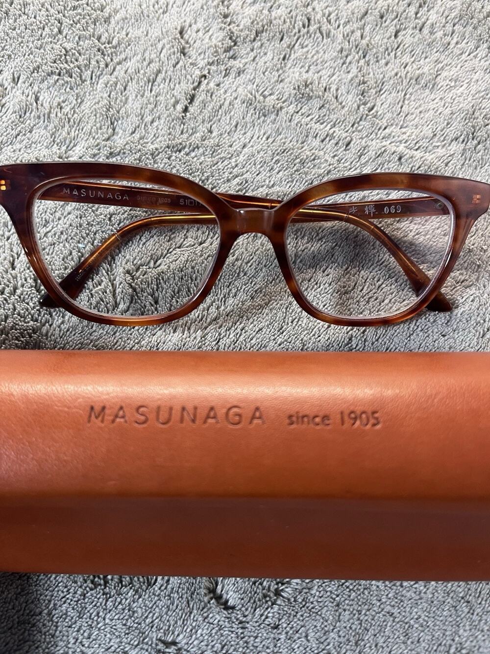 Masunaga Koki 069 Eyeglasses 51-17-145 Brown Tortoise Japan Optical Frame w Case